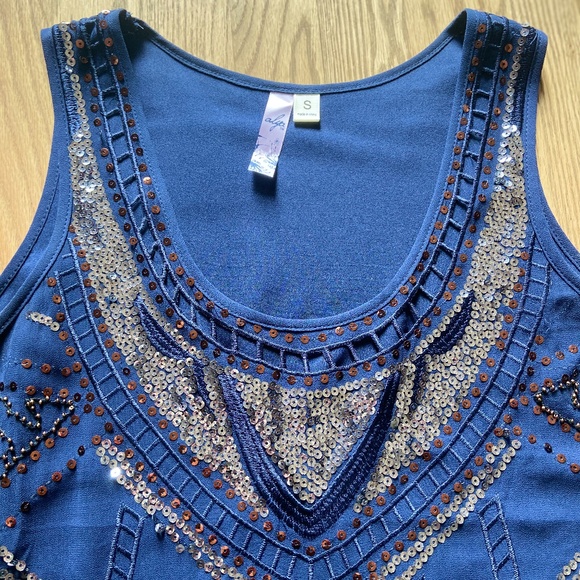 Francesca's Navy Beaded Dress - Picture 3 of 6